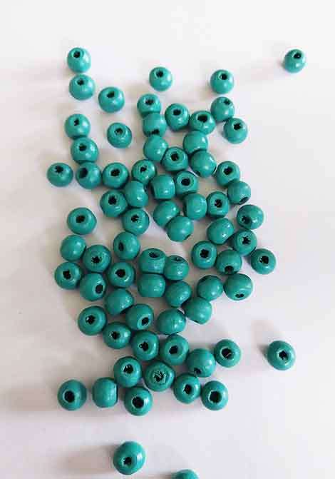 Wooden Beads, Round, Green, 5mm x 6mm, 100pc