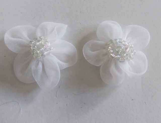 Embellishments, Fabric, Flower, White, 28mm, 2pc