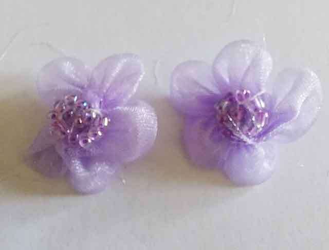 Embellishments, Fabric, Flower, Purple, 28mm, 2pc