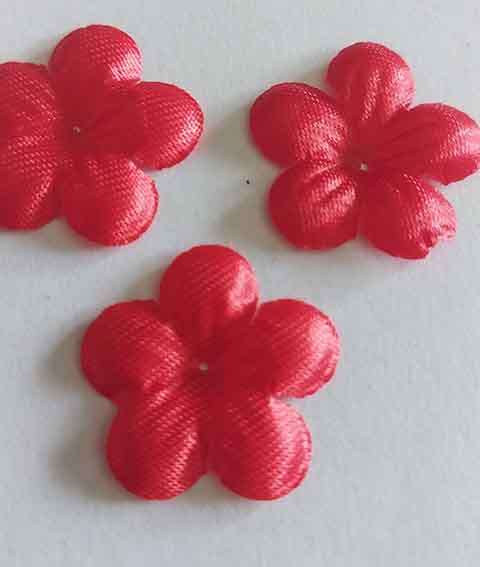 Embellishments, Fabric, Flower, Red, 20mm, 4pc