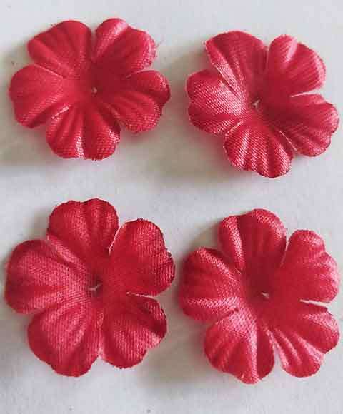 Embellishments, Fabric, Flower, Red, 25mm, 4pc