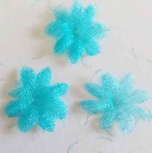 Embellishments, Fabric, Flower, Blue, 14mm, 4pc