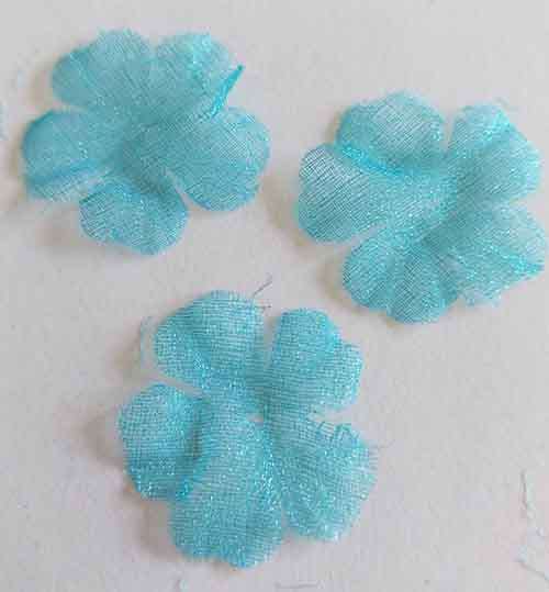 Embellishments, Fabric, Flower, Blue, 21mm, 4pc