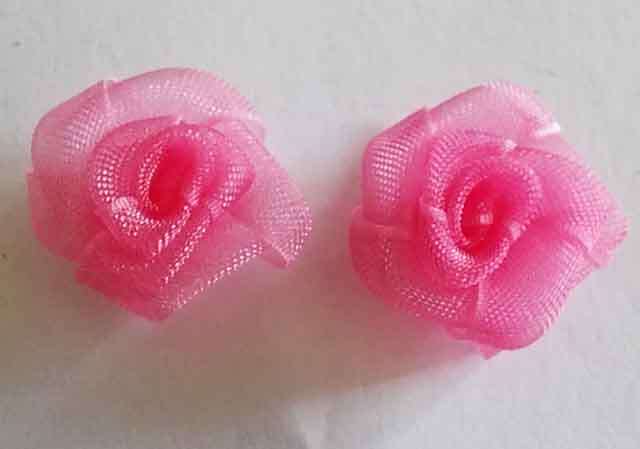 Embellishments, Fabric, Flower, Rose, Pink, 16mm, 2pc