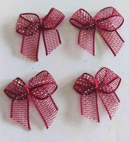 Embellishments, Fabric, Bow, Maroon, 21mm x 20mm, 4pc