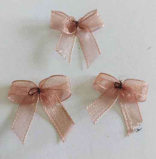 Embellishments, Fabric, Bow, Brown, 22mm x 24mm, 4pc