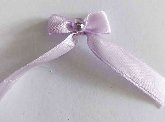 Embellishments, Fabric, Bow With Rhinestone, Purple, 23mm x 42mm, 4pc