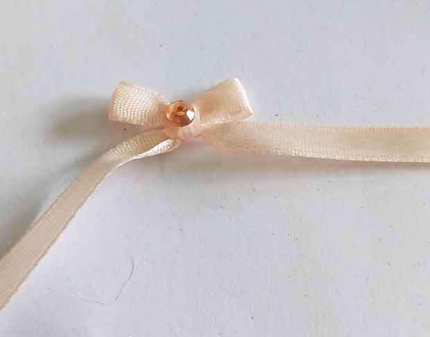 Embellishments, Fabric, Bow With Rhinestone, Orange, 22mm x 50mm, 4pc