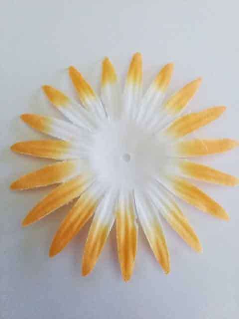 Embellishments, Fabric, Flower, Orange With White, 64mm, 2pc
