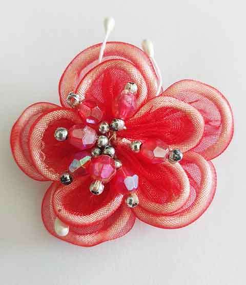 Embellishments, Fabric, Flower, Red, ±44mm, 1pc