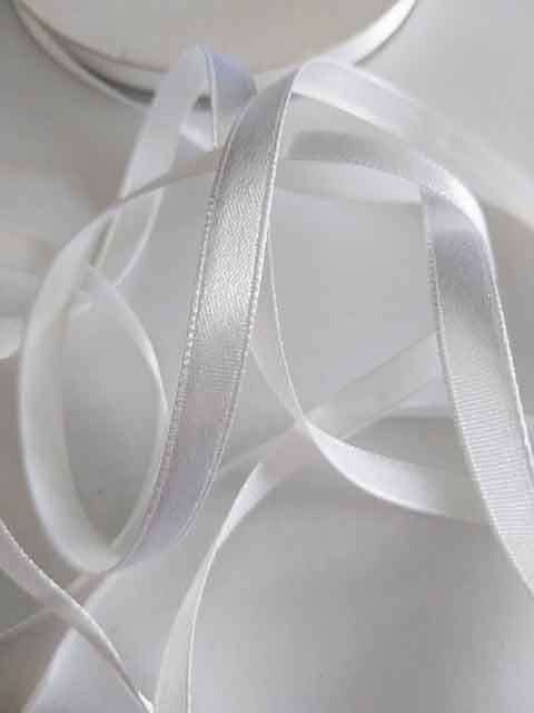 Satin Ribbon, White, 6mm Wide, 1pc / 1 meter
