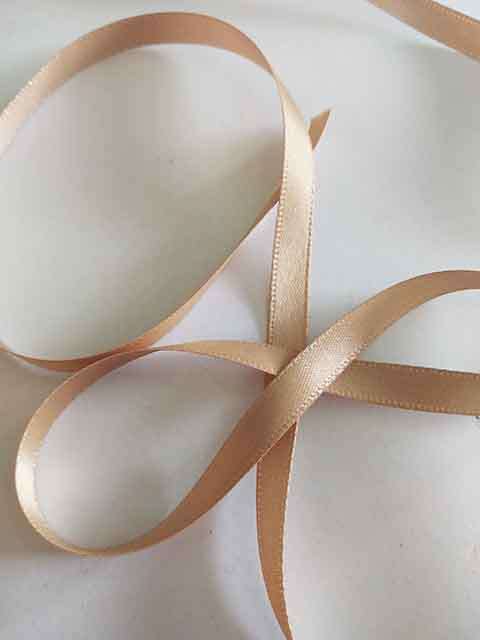 Satin Ribbon, Peach, 6mm Wide, 1pc / 1 meter