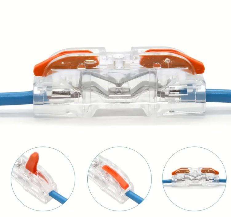  Transparent Quick Wire Connectors  32A  50 Pack (25x Orange + 25x Blue) 