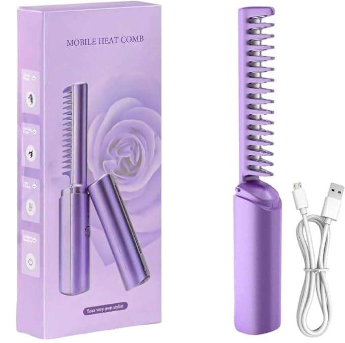 Portable Rechargeable Travel Heat Comb Hair Straightener