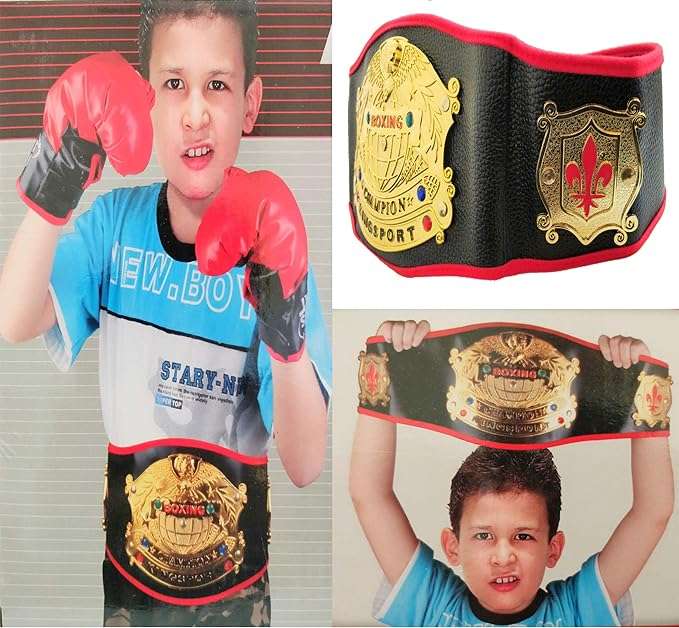 JIADA Plastic Boxing Championship Belt for Kids (Black and Golden, Free Size)