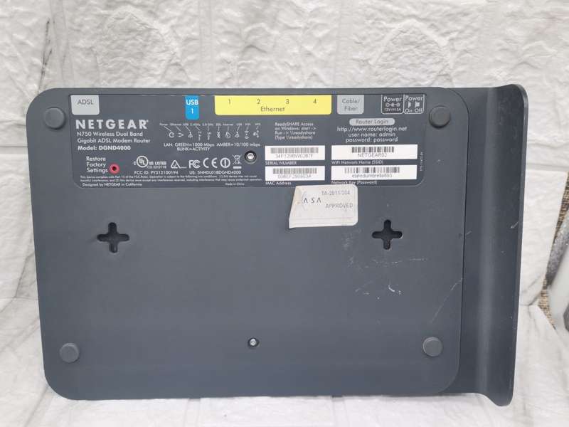 Netgear DGND4000 N750 Wireless Dual Band Gigabit ADSL2+ Firewall Router