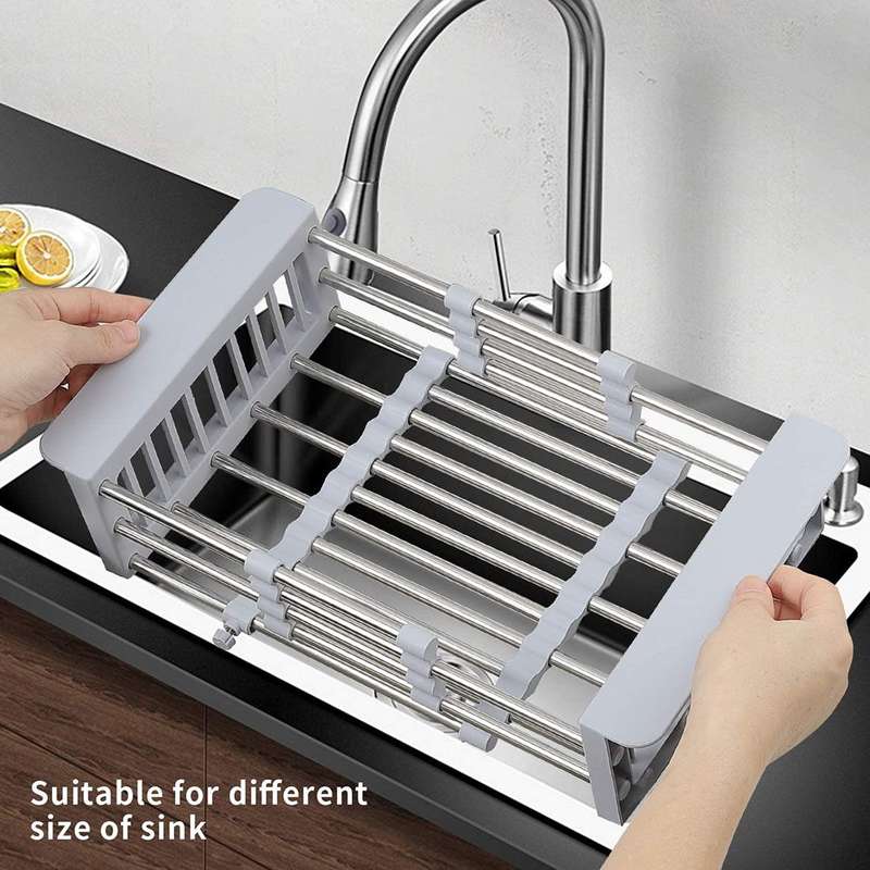 Extendable Stainless Steel Dish Vegetable Sink Adjustable Drying Rack