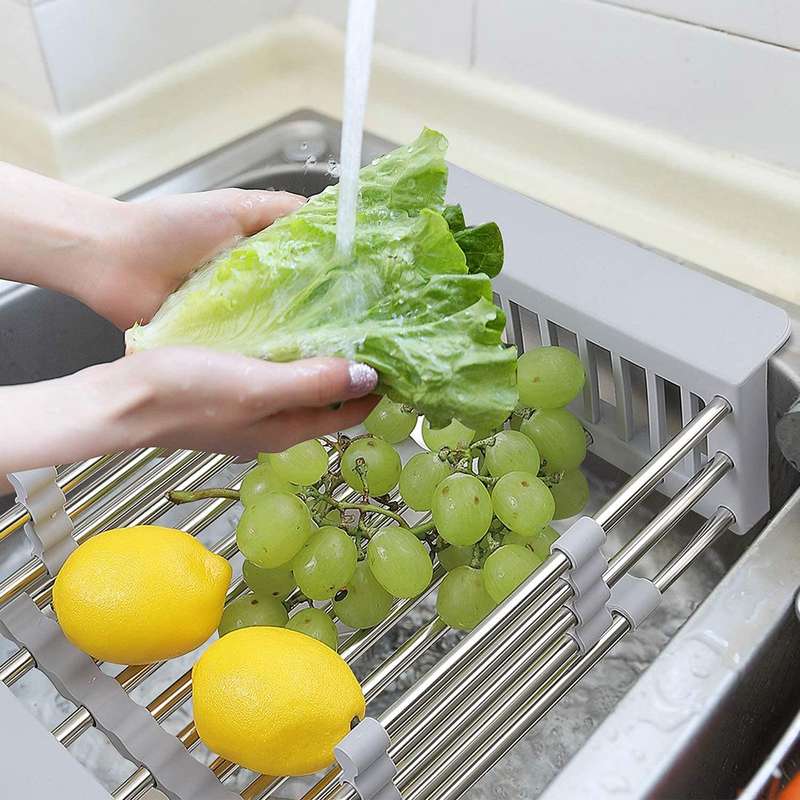 Extendable Stainless Steel Dish Vegetable Sink Adjustable Drying Rack