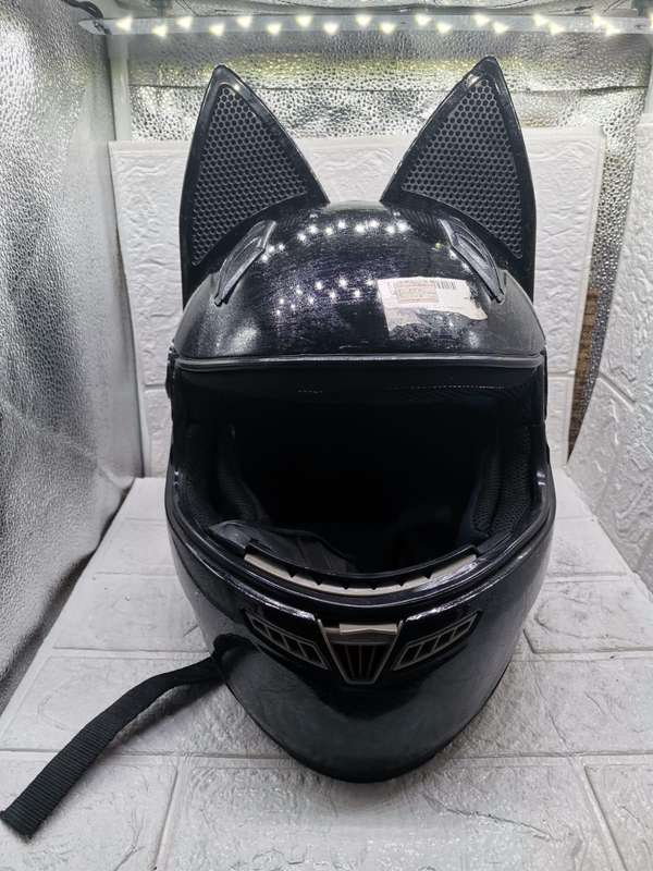 BLACK EDITION MOTORBIKE HELMET WITH CAT EARS