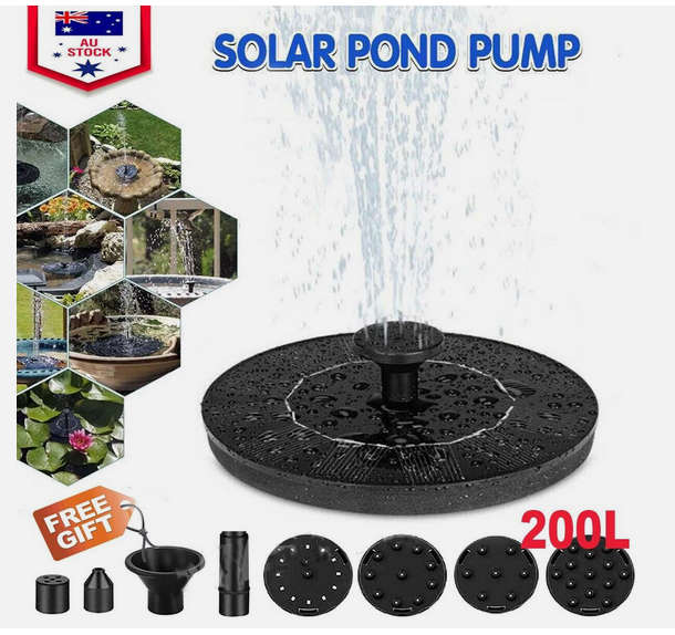 Bird Bath Floating Solar Fountain Pump Water Panel Power Kit Garden