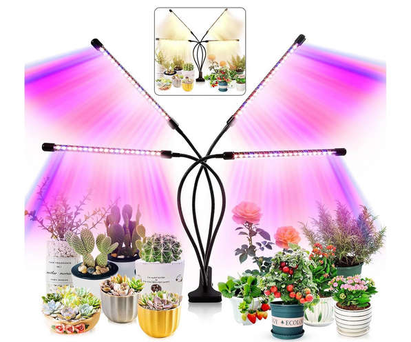 Hi8us Grow Light with Stand 4 Head Grow Lights for Indoor Plants with Red Blue Spectrum LED Grow Lig