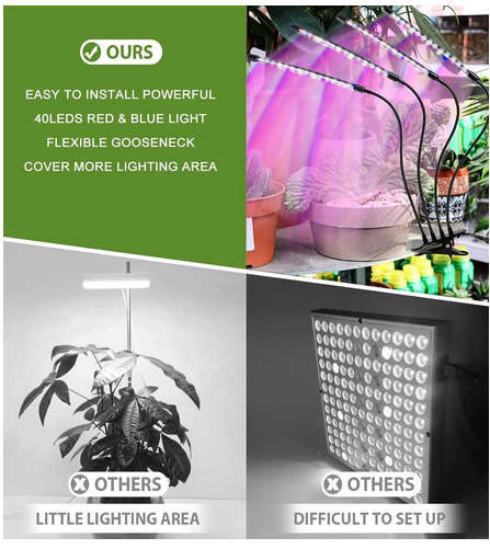 Hi8us Grow Light with Stand 4 Head Grow Lights for Indoor Plants with Red Blue Spectrum LED Grow Lig