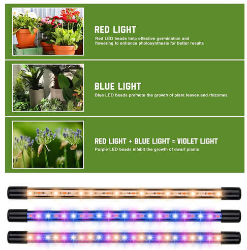 Hi8us Grow Light with Stand 4 Head Grow Lights for Indoor Plants with Red Blue Spectrum LED Grow Lig