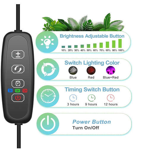 Hi8us Grow Light with Stand 4 Head Grow Lights for Indoor Plants with Red Blue Spectrum LED Grow Lig