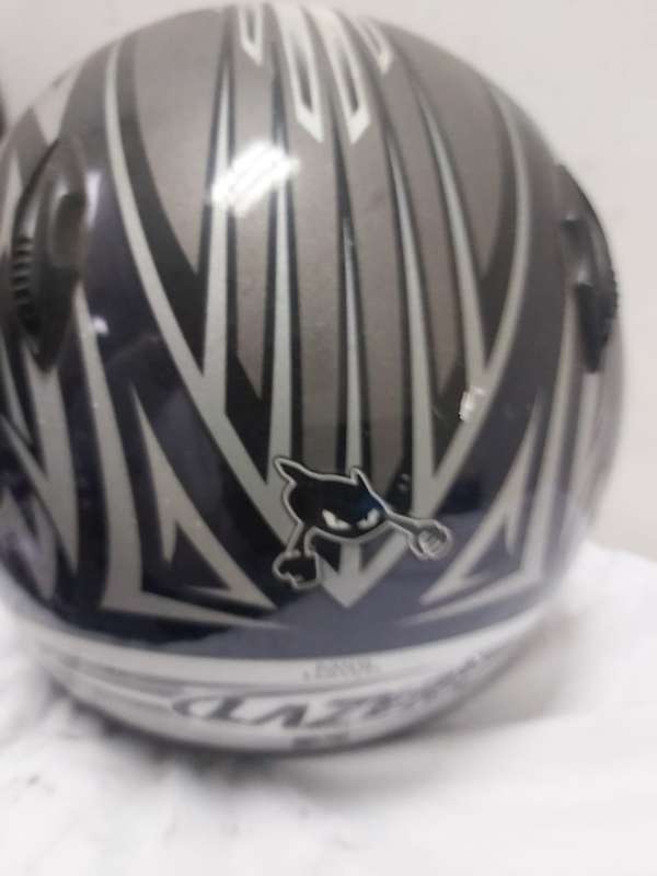 LAZER MOTORBIKE HELMET --BLACK AND WHITE STRIPS
