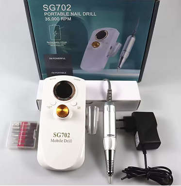 Rechargeable nail polishing machine, 35000 RPM portable device for manicure, Gel polisher with full