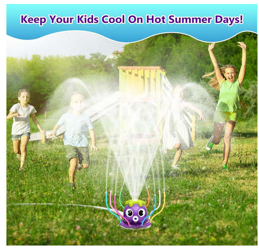 MoKo Water Spray Sprinkler for Kids-Cute Sprinkler with 8 Wiggle Tubes and 2 Hose Clamps Outdoor Sp