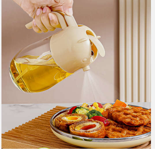 Kitchen Oil Mister Bottle 600ml Transparent Glass Oil Dispenser Bottle calm