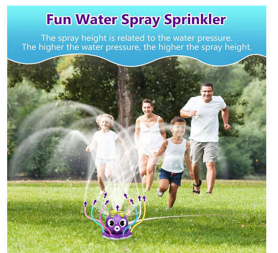 MoKo Water Spray Sprinkler for Kids-Cute Sprinkler with 8 Wiggle Tubes and 2 Hose Clamps Outdoor Sp