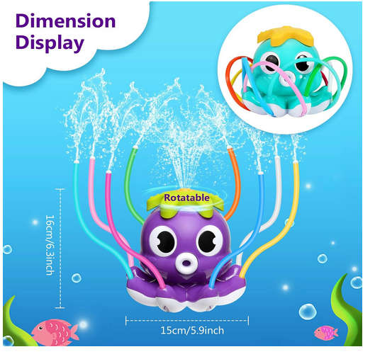 MoKo Water Spray Sprinkler for Kids-Cute Sprinkler with 8 Wiggle Tubes and 2 Hose Clamps Outdoor Sp