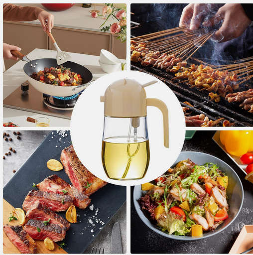 Kitchen Oil Mister Bottle 600ml Transparent Glass Oil Dispenser Bottle calm