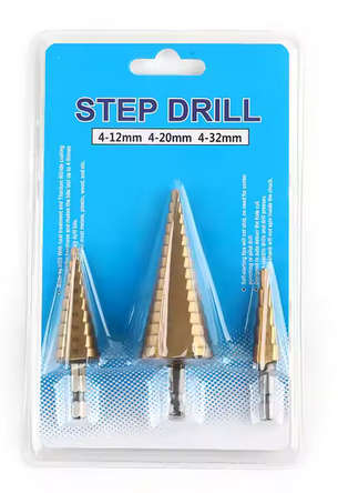 3-Piece Set Of Hexagon  Titanium Plated Punching Reamer Step Drill Bit For Wood Iron Sheet