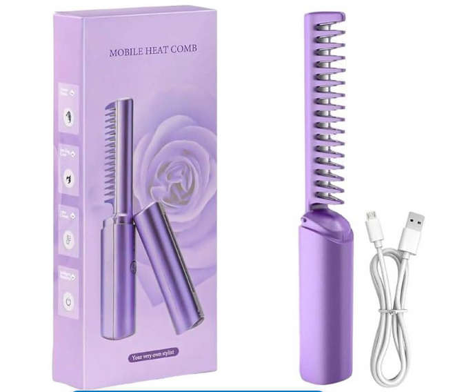 Portable Rechargeable Travel Heat Comb Hair Straightener