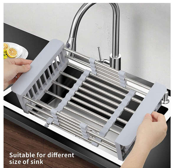 Extendable Stainless Steel Dish Vegetable Sink Adjustable Drying Rack