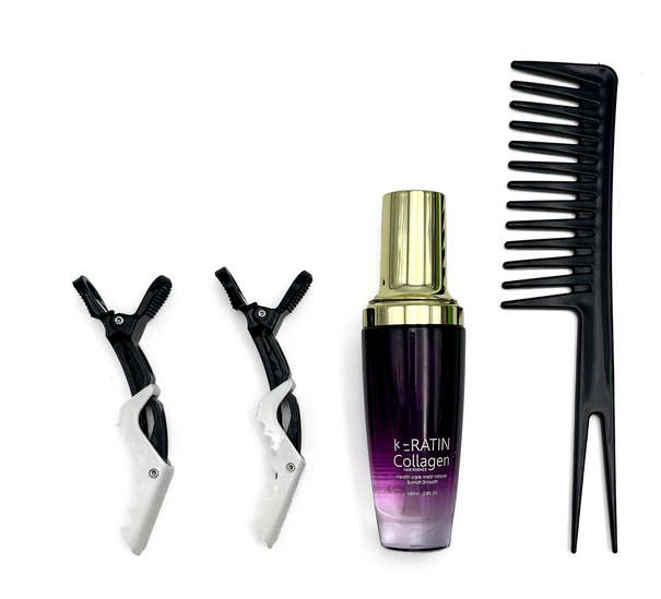 Professional Hair Straightener, Essential Oil, 2 Hair Clips, & Comb