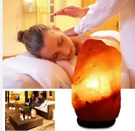 Desk Light Dimmable Himalayan Salt Lamp Cord Crystal Stones