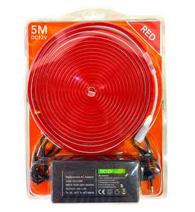 12V Red Neon Flex LED Strip Light 5M with Power Supply