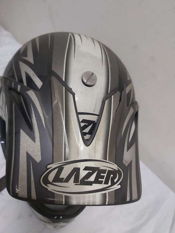 LAZER MOTORBIKE HELMET --BLACK AND WHITE STRIPS