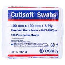 CUTISOFT MEDICAL SWABS 100MM X 100MM 8PLY