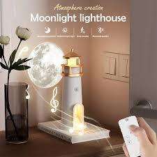 Lighthouse Ambient Lights Moon Projection Lamp Motion Sensor Night Light Dimmable Bluetooth Music Ma