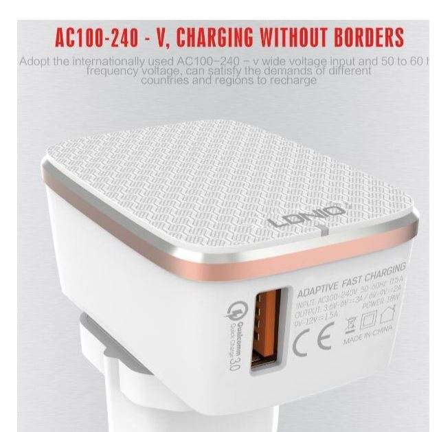 LDNIO - A1204Q - Quick Wall Charger - with iPhone Cable