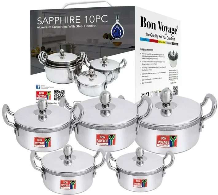 Sapphire 10 Pieces Cookware Aluminium Pots Set Casserole