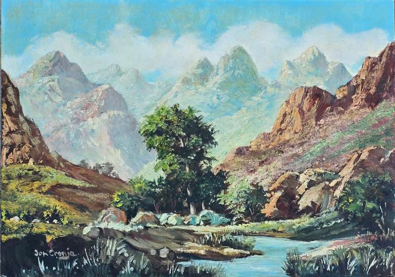 Painting by Jan Cronje, South African Art, Landscape Painting, Oil on Board, Original Artwork