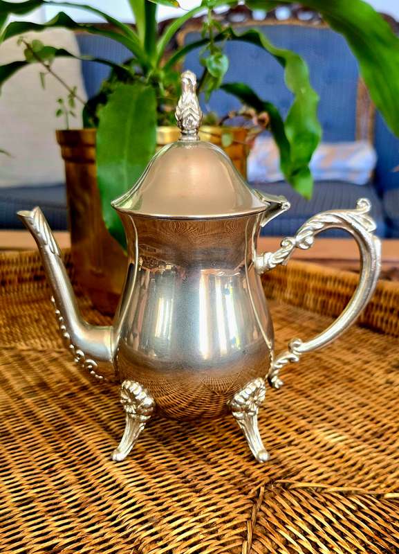 Exquisite Tea Set with Tea Pot Milk Jug & Sugar Bowl. Platted Silver.