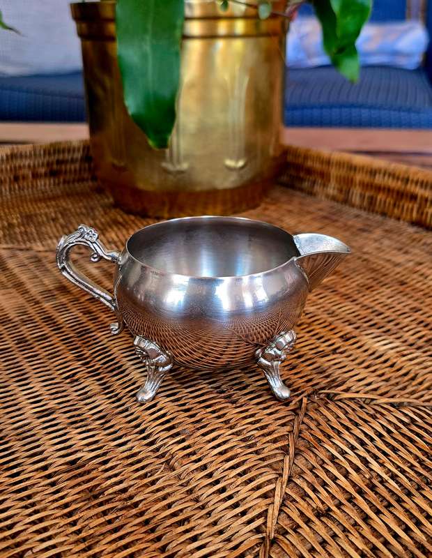 Exquisite Tea Set with Tea Pot Milk Jug & Sugar Bowl. Platted Silver.