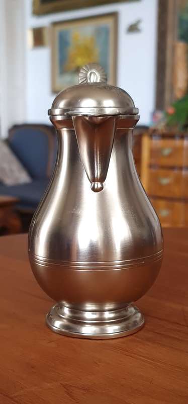 Vintage Metawa Holland pewter pitcher, likely from the 1930s-1940s.